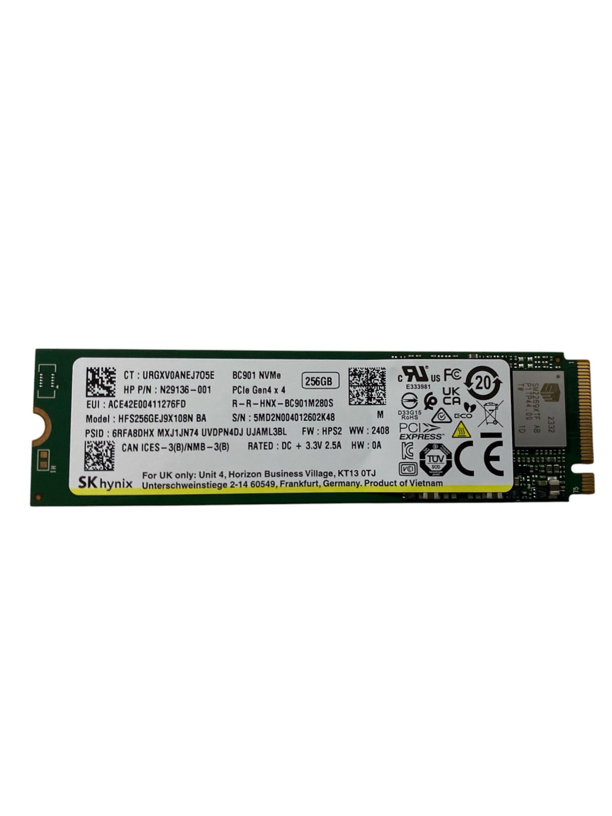 Unidade de Armazenamento SSD de 256GB Original HP- N45477-003