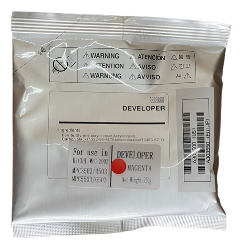 Revelador para Ricoh Magenta MP C2003/2503/3003/3503/4503/6003