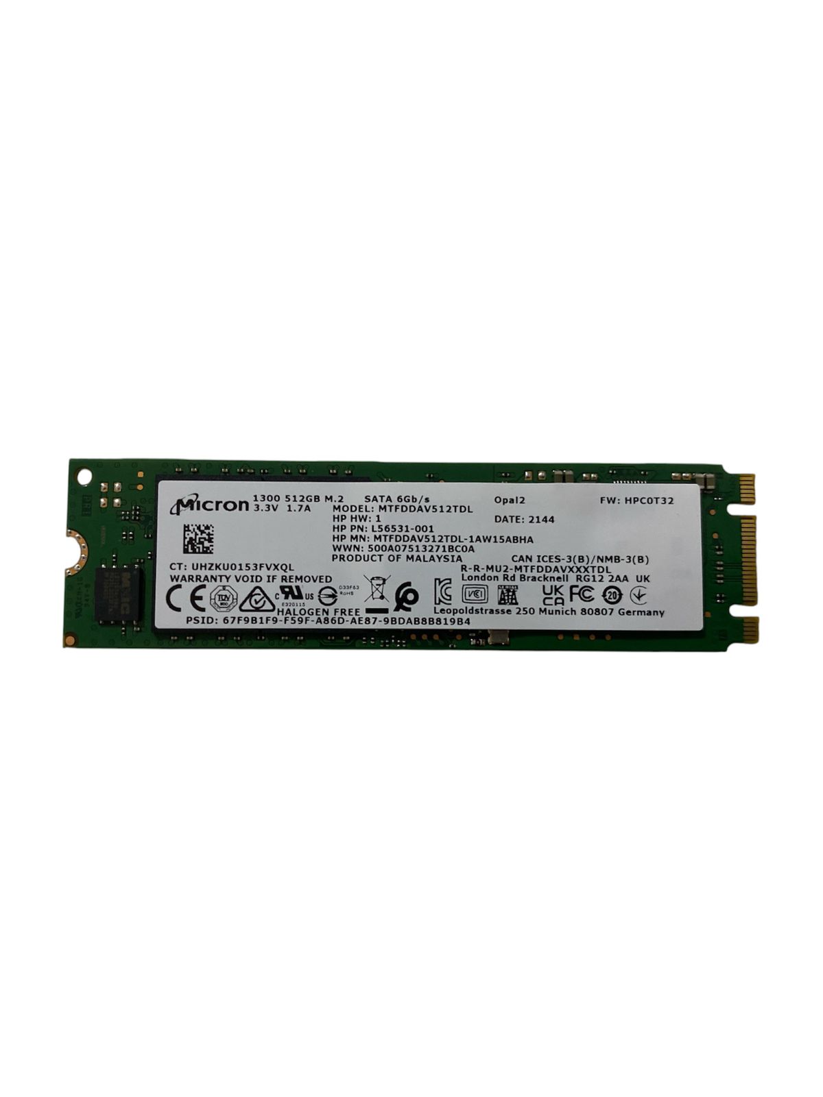 Unidade de Estado Sólido Original HP 512gb Micron M.2 2280 - L56531-001